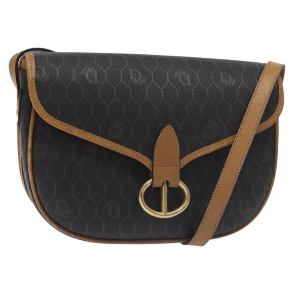 DIOR Honeycomb Canvas Shoulder Bag Pvc Black Gold - Picture 1 of 12
